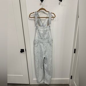 Free People Light Blue Pinstripe Denim Overalls